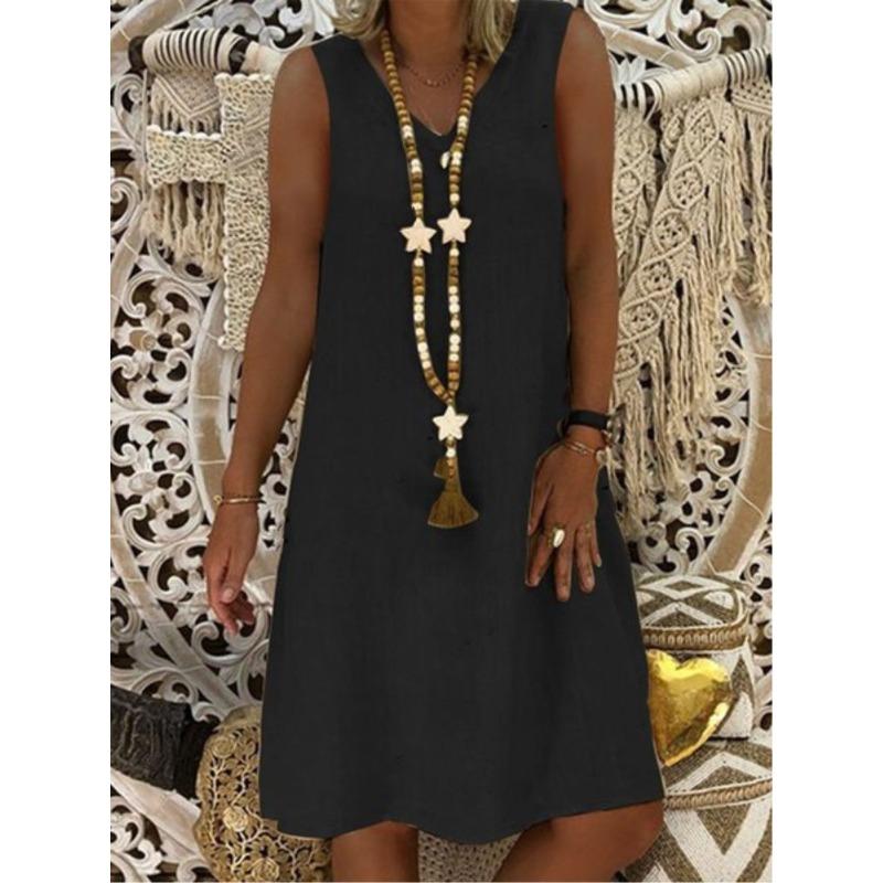 Dámská móda Léto Jaro Jednobarevný potisk Neformální šaty bez rukávů s výstřihem do V