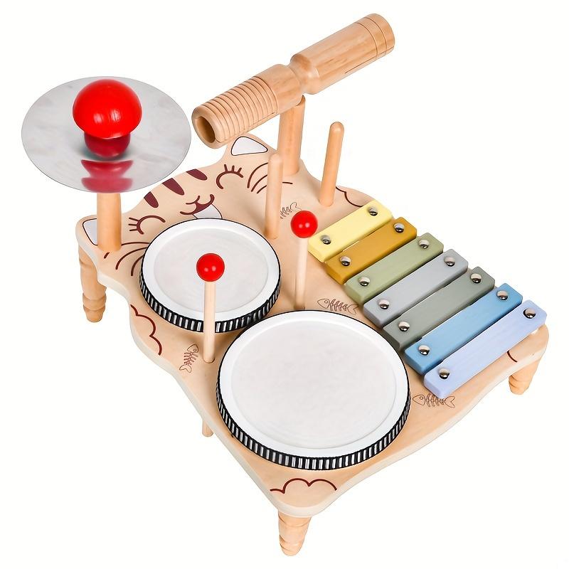 Drum Set, Wooden Percussion Instruments Toy Set, Educational Muscil Toy, Birthday Gifts,  Halloween Christmas Gift