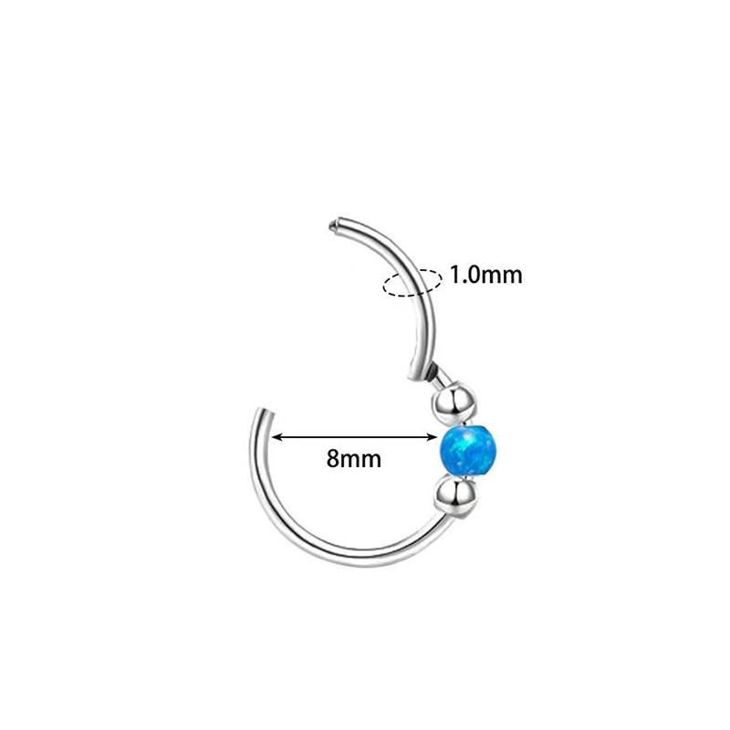 1Pc Blue Opal Nose Piercing Gold Color Septum Ring Stainless Steel Nose Clicker Ear Helix Cartilage Piercings 18G Jewelry