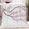 Cherry Blossom Throw Blanket Branches Flower Print Fleece Flannel Blanket Japanese Style Soft Fuzzy Blanket for Sofa Couch Bed