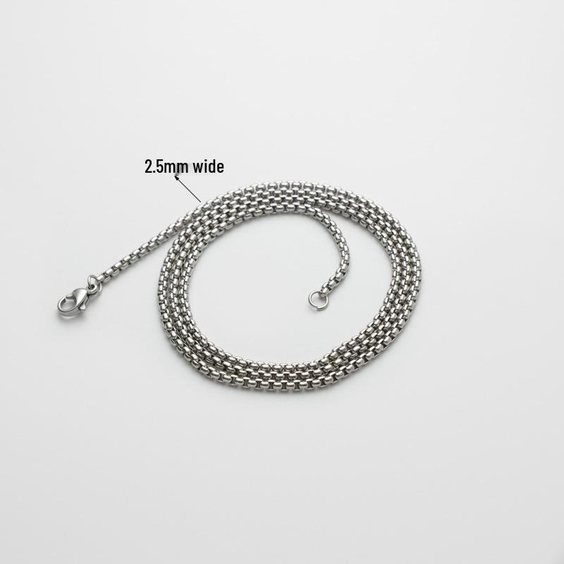 Custom 18K Gold Stainless Steel Square Pearl Chain Necklace (Without Pendant)
