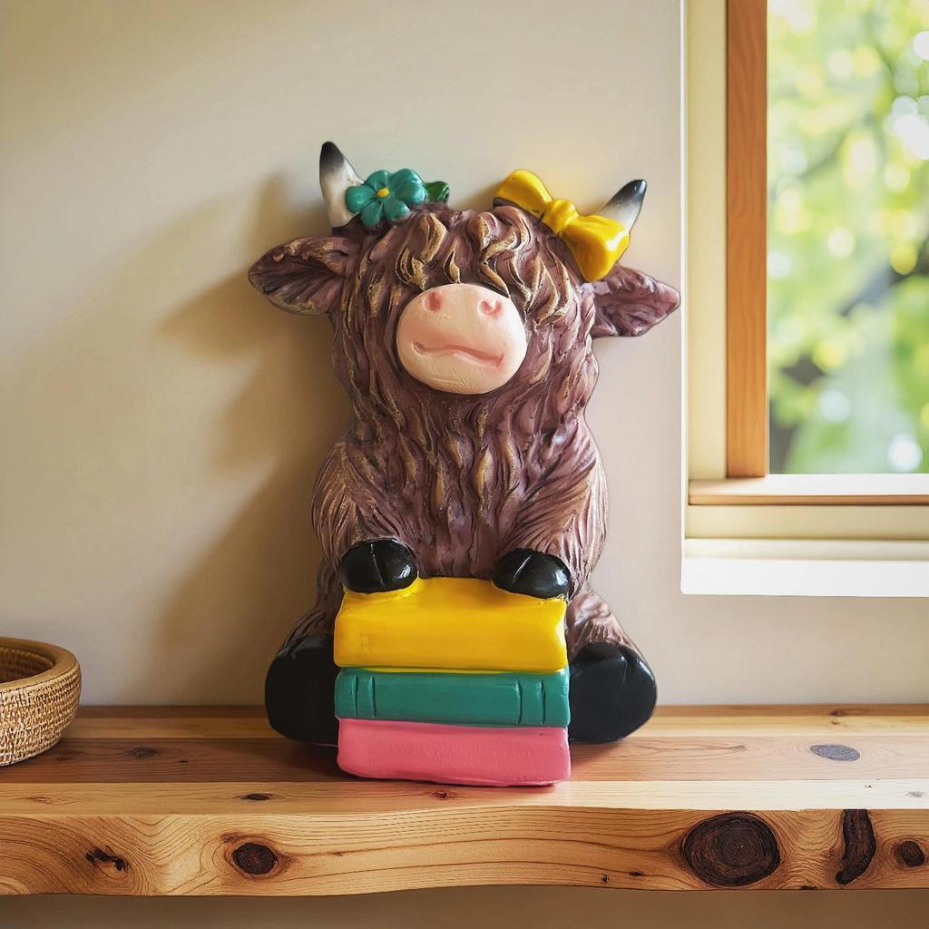 Creative Highland Cattle Resin Statue for Garden and Home Decor