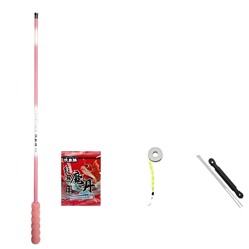 Portables Youth Fishing Stick Stable Fiberglass Fishing Rod With Comfortable Handle for Recreational Water Sports розовый