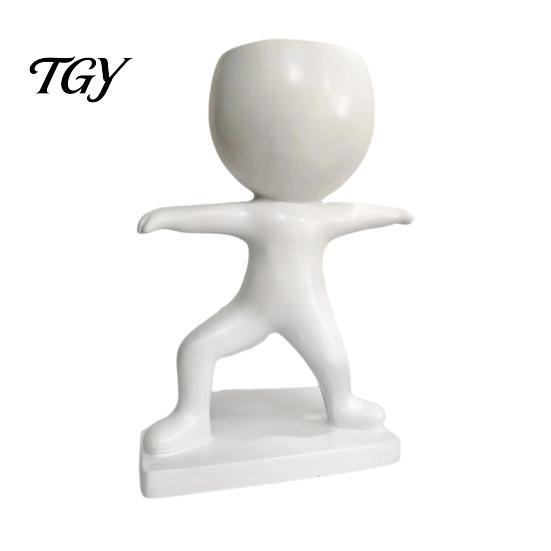 Minimalist Resin Flower Pot Creative Fitness Figure Pot, Succulents with Treadmill Yoga And Modern Plant Dumbbell Design, Funny Sports Themed Planter