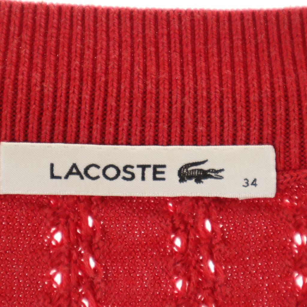 LACOSTE Long sleeve V-neck Layered knit 34 Red sweater Women Used