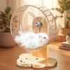 Transparent Hamster Exercise Wheel Wooden Stand Hamster Running Stand Pet Exercise Toy  Golden Bear