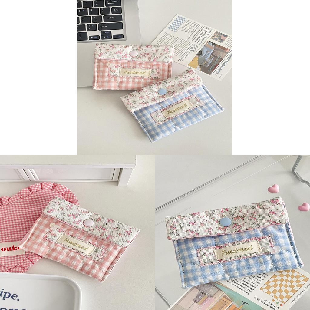 Cotton Flower Pattern Portable Storage Pouch For Daily Use And Travel