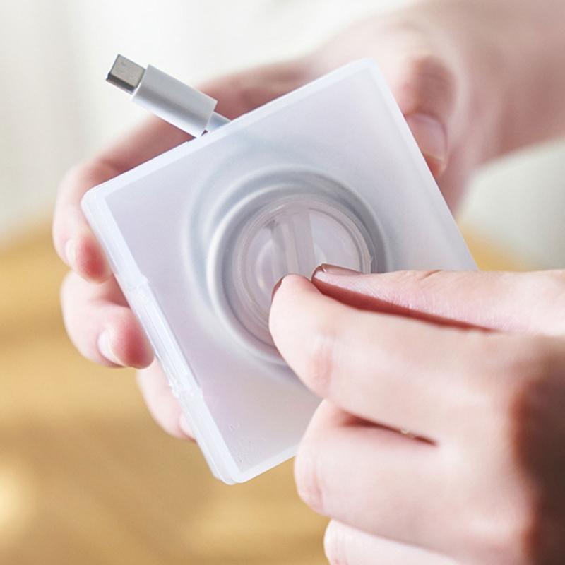 5 Pieces Portable Cable Organizers Box Retractable Cord Management Winder Case Phone Holder for Office Home or Travel