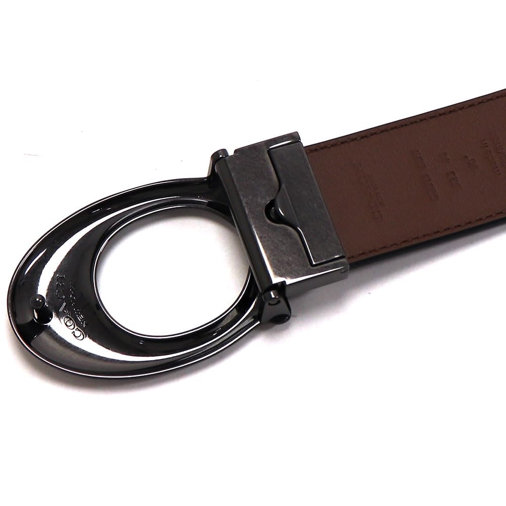 Black x Dark CQ013 QBLVW [Coach] Men's Belt, Reversible, Saddle, [Used]