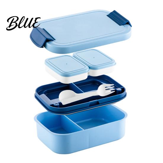 Microwave Safe Meal Prep Containers Double Layer Lunch Box with Sauce Container And Tableware  Leak Proof Stackable Food Multipurpose Kitchen Storage