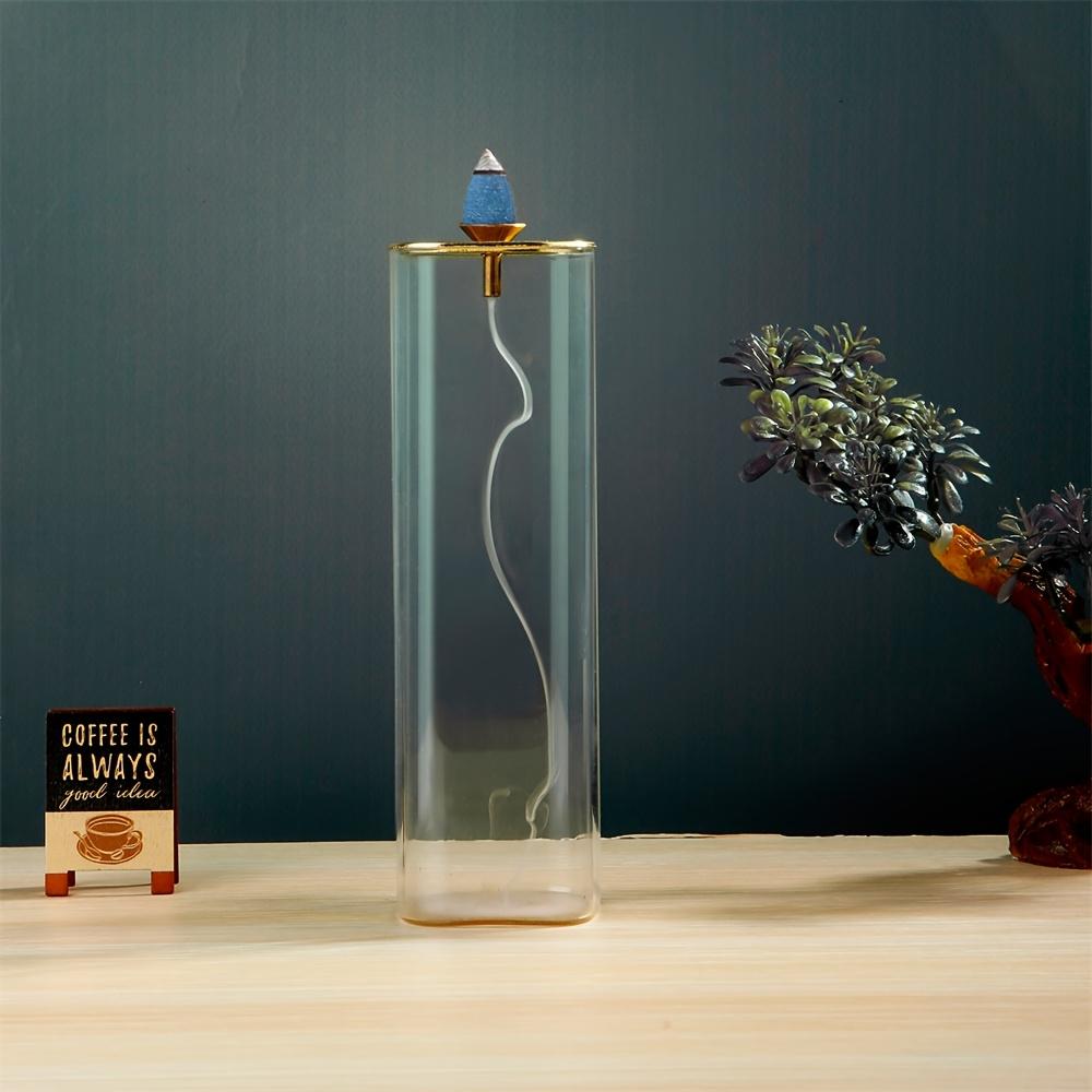 

Элегантная стеклянная курильница со съемным зольным сборником, конусом и палочкой благовоний 2 в 1, ароматизированная, без запаха, подходит для украшения дома Square glass reflux incense burner