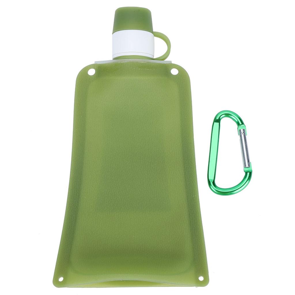 500ml Tragbare Faltbare Wasserflaschen Zusammenfaltbarer Silikon-Wasserbeutel für Outdoor-Reisen Camping Radfahren Grün