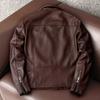 American Retro Genuine Leather Biker Jacket for Men Heavy Duty Racing Motorcycle Coat Thick Cowhide