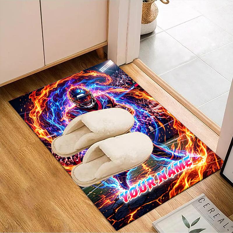 1PC Custom Name Electric Football Player Theme Floor Mat Ideal for Living Room, Game Rooms, Office, Bedroom,Floor Mat Playful Design250