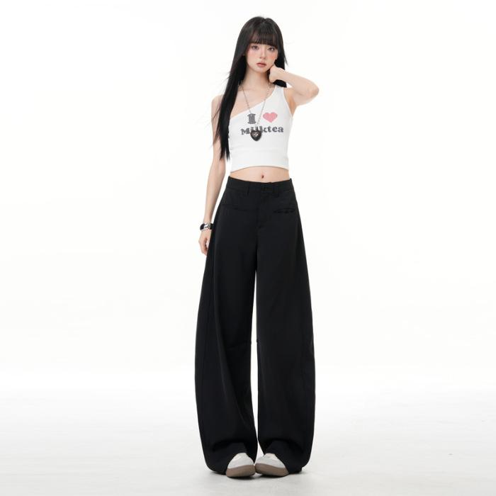

2026 Spring Women s Relaxed Wide-Leg Casual Pants: Loose, Versatile, Floor-Length Salt-Style Design Medium