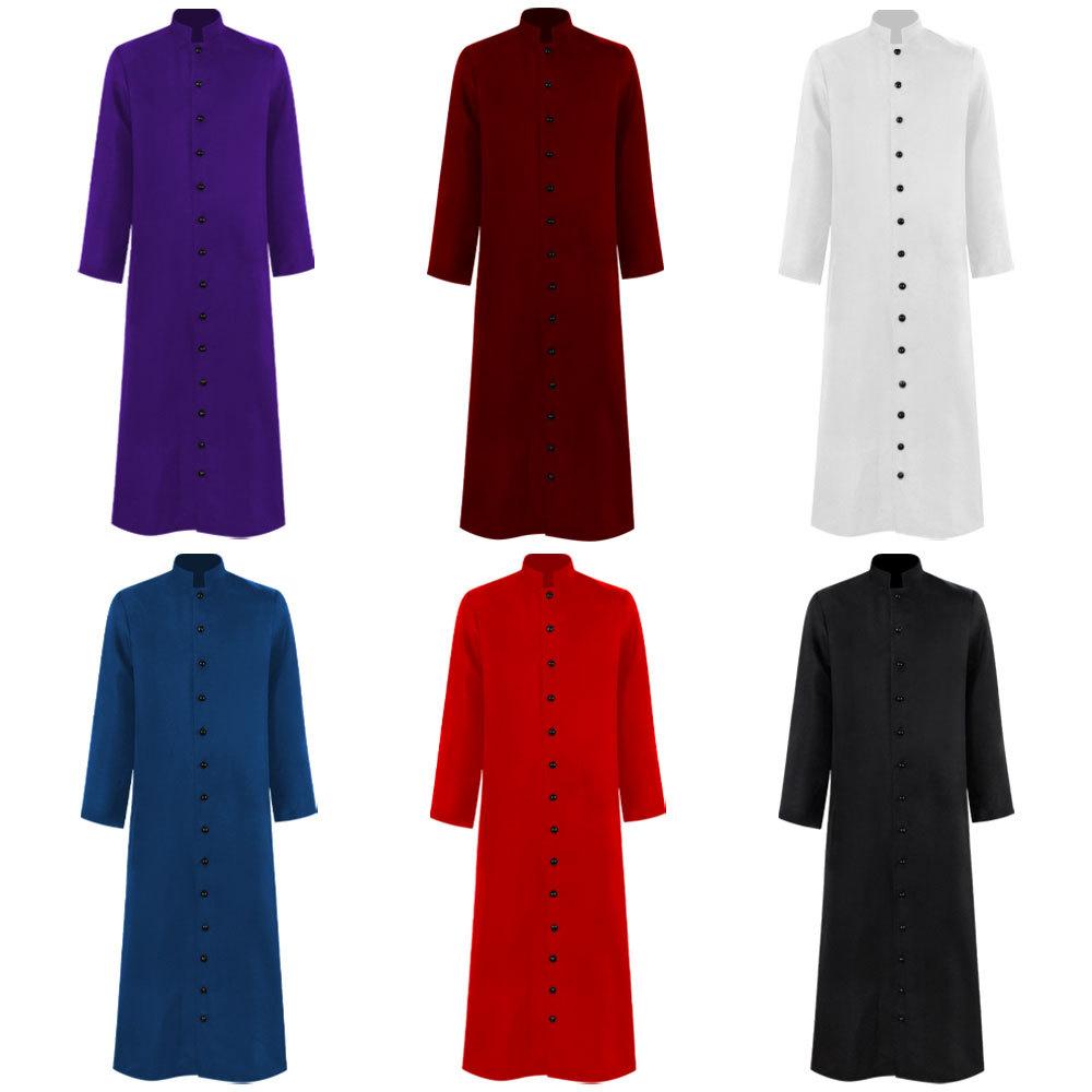 Costume Sacerdote Halloween Cosplay Abito Frate Mago Monaco Abito da Chiesa Uomo Adulto