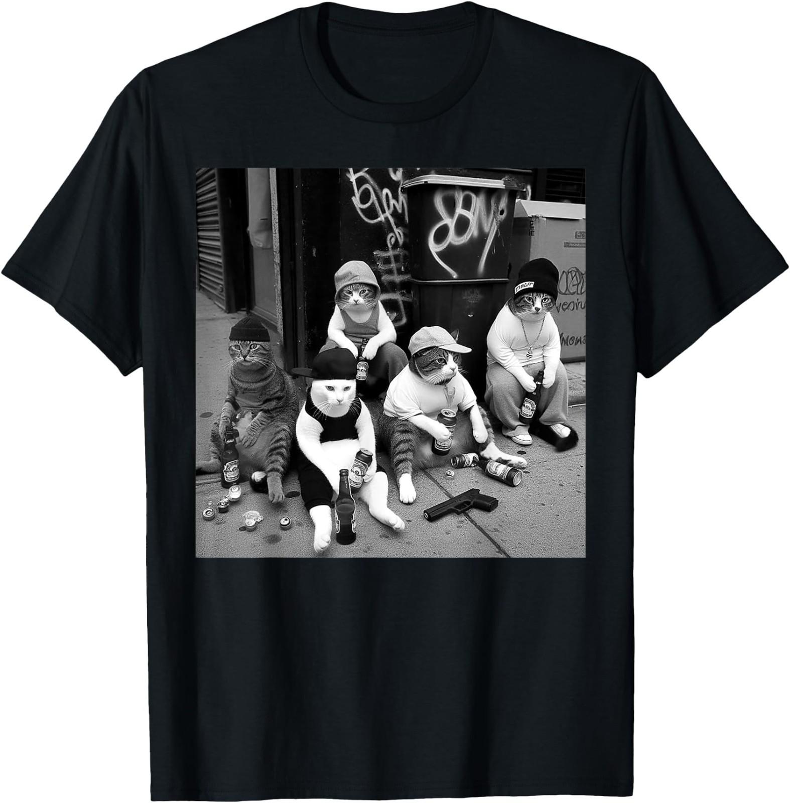 Funny Gangster Cats Street Design T- shirt S