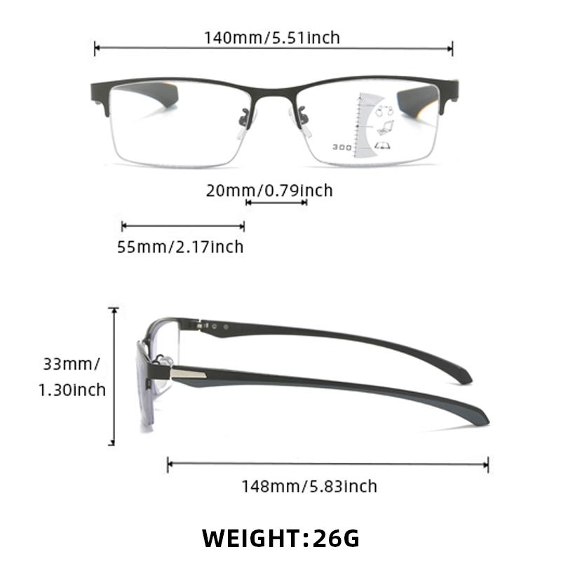 Progressive Multifocal Reading Glasses Men Women Half Frame Business Photochromic Glasses Anti-Blue Light Eyeglasses