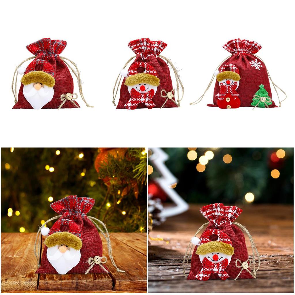 Christmas Drawstring Gift Bag Reusable for Parties Christmas Eve Goody