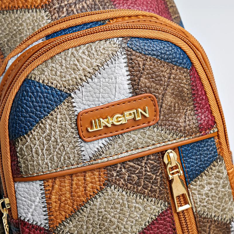 Farbblock Brusttasche Damen Print Schultertasche Umhängetasche Mehrfachtasche Handytasche