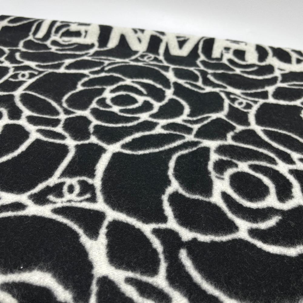 Chanel Camellia CC Mark Large Format Muffler Scarf Cashmere Black/White Unused