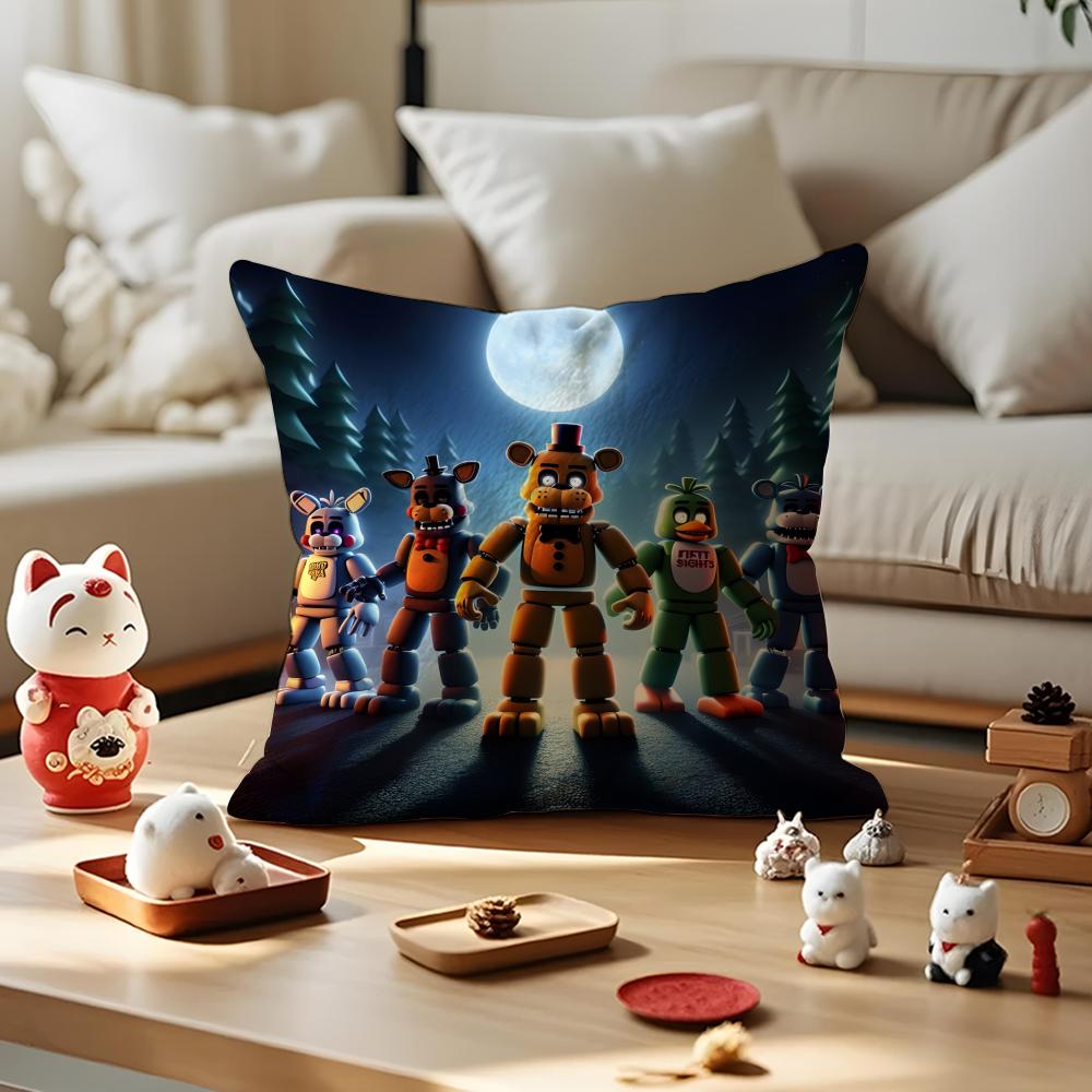 Movie Five N-Nights At F-Freddys2 Cushion Cover Anti-dustmite Pillowcase Invisible Zipper Silky Short Plush Sofa Cushion Cover