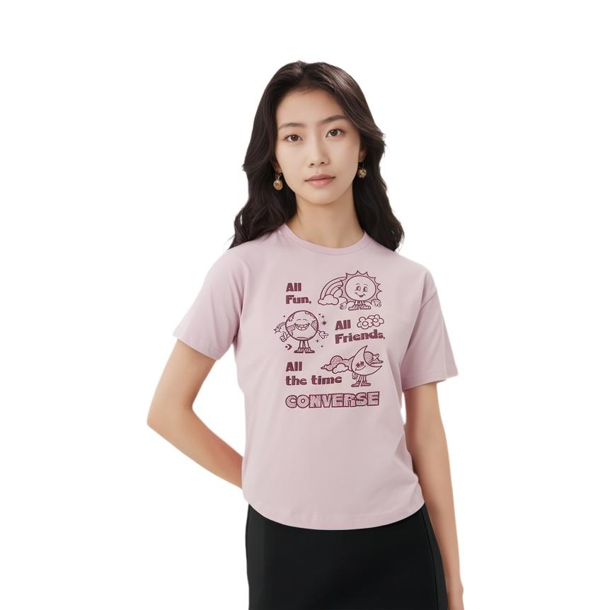 (WMNS) Converse Block Party Oversized Tee Asia Sizing 'Pink' Women's 10025885-A02