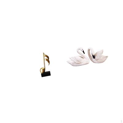 Swan Resin Sculpture Tabletop Ornament Creative Musical Bird Figurine Centerpiece for Home Office