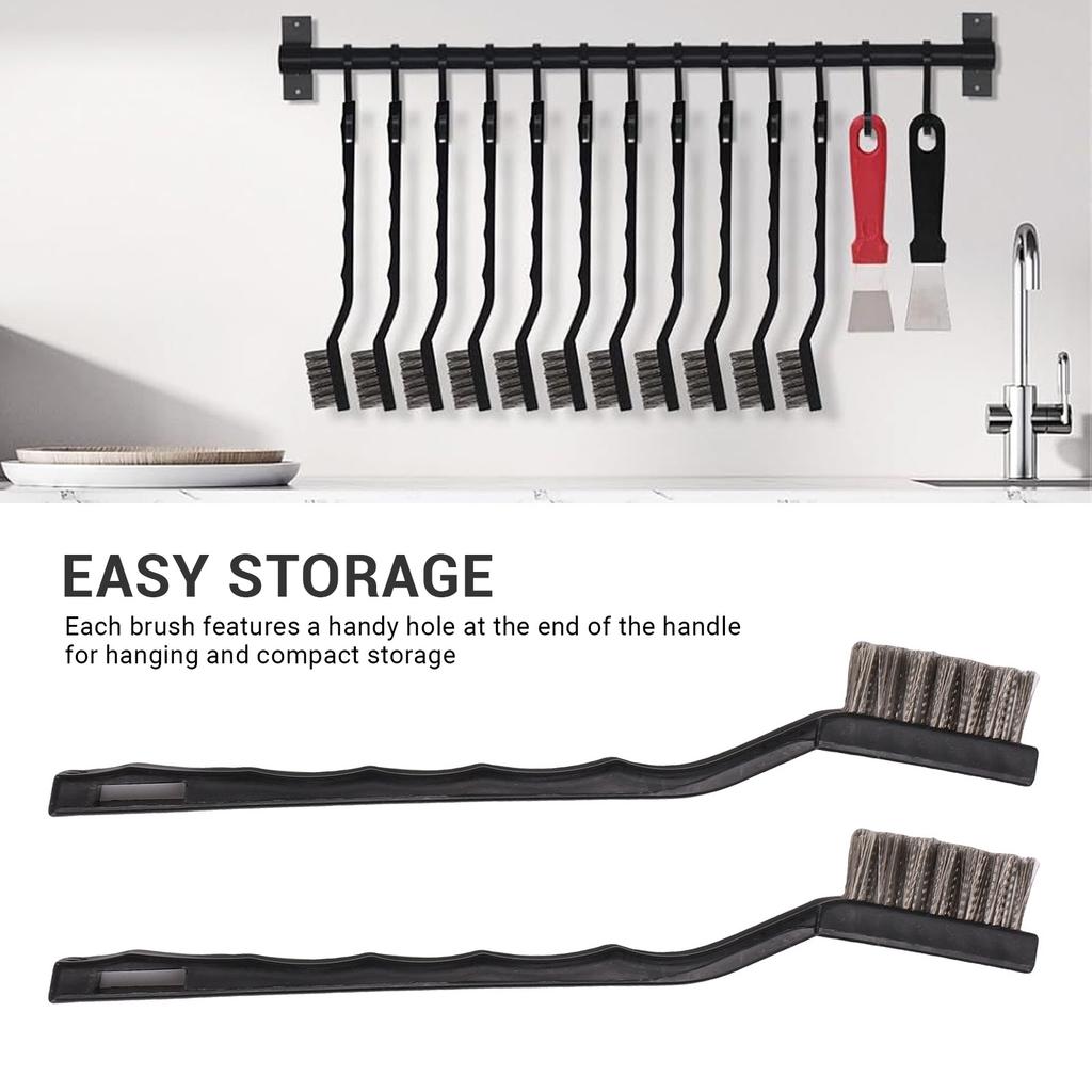 20 Pcs Mini Wire Brush Set Curved Handle Stainless Steel Cleaning Brushes for Cleaning Welding Slag with 2 Pcs Scrapers