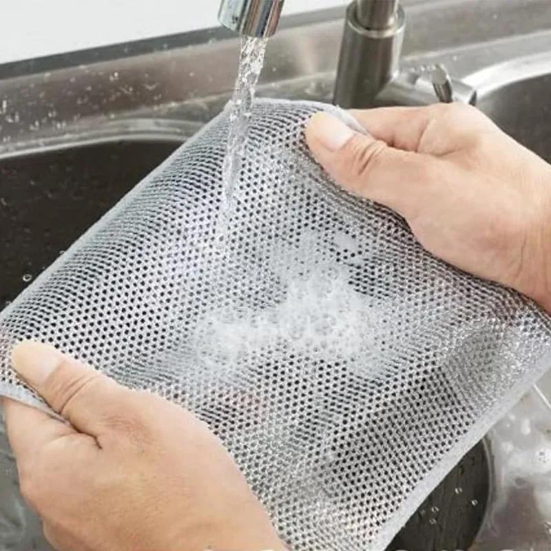 20PCS Magic Cleaning Cloth Thickened Double -sided Metal Steel Wire Rags Kitchen Dish Pot Washdishing Cloths Towel Clean Tools