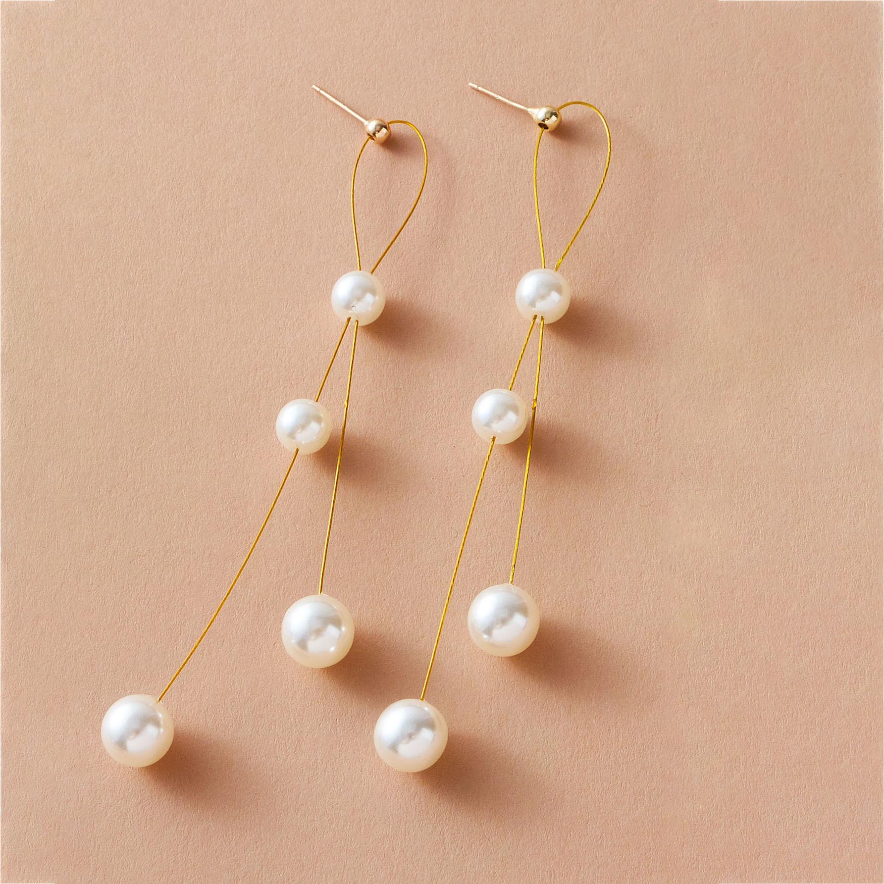 

S925 Sterling Silver Pearl Tassel Earrings - Versatile Korean Fashion E7023 золотой