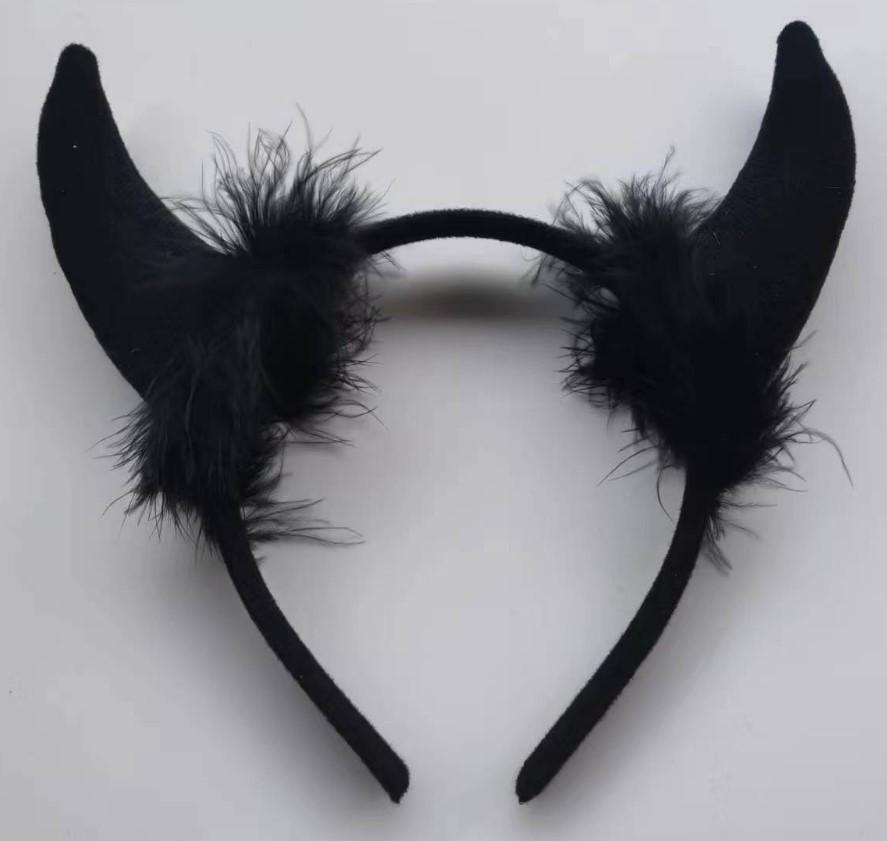 Tiara Chifres de Diabo com Lantejoulas Glitter Dourado para Decoração de Apresentação de Natal e Halloween.