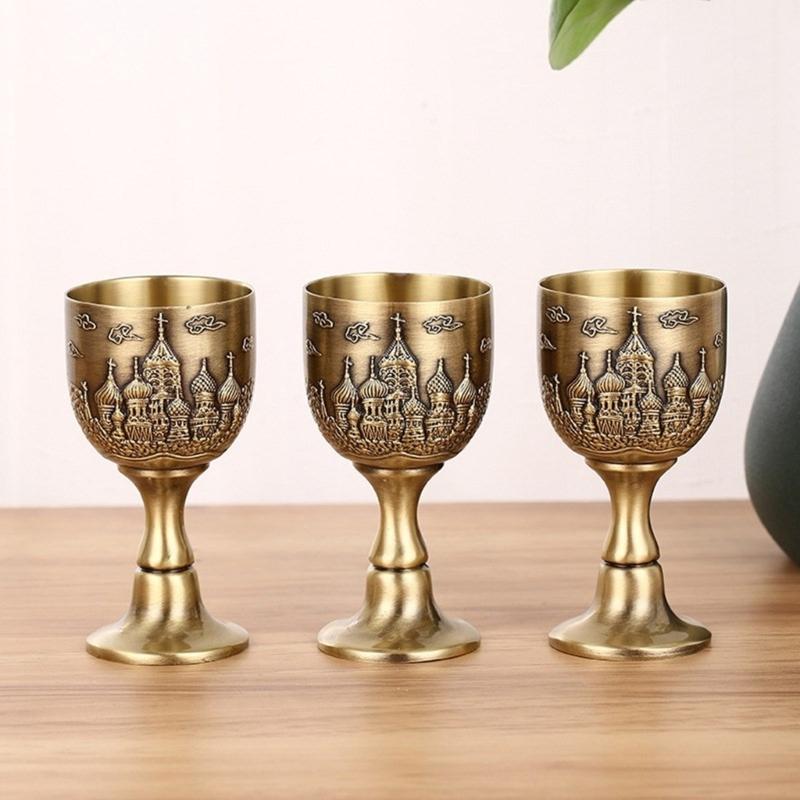 Antique 25ml Small Shot Glass With Carve Castles Pattern Designs Goblet Chalice Cup For Family Parties And Gift Givings