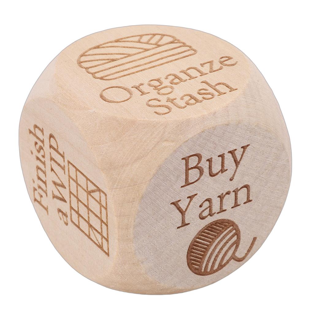 Knitting Dice Wooden Quilting Decision Dice with 6 Engraved Sewing Tasks Fun Quilting Motivation Tool for Knitters Crafters
