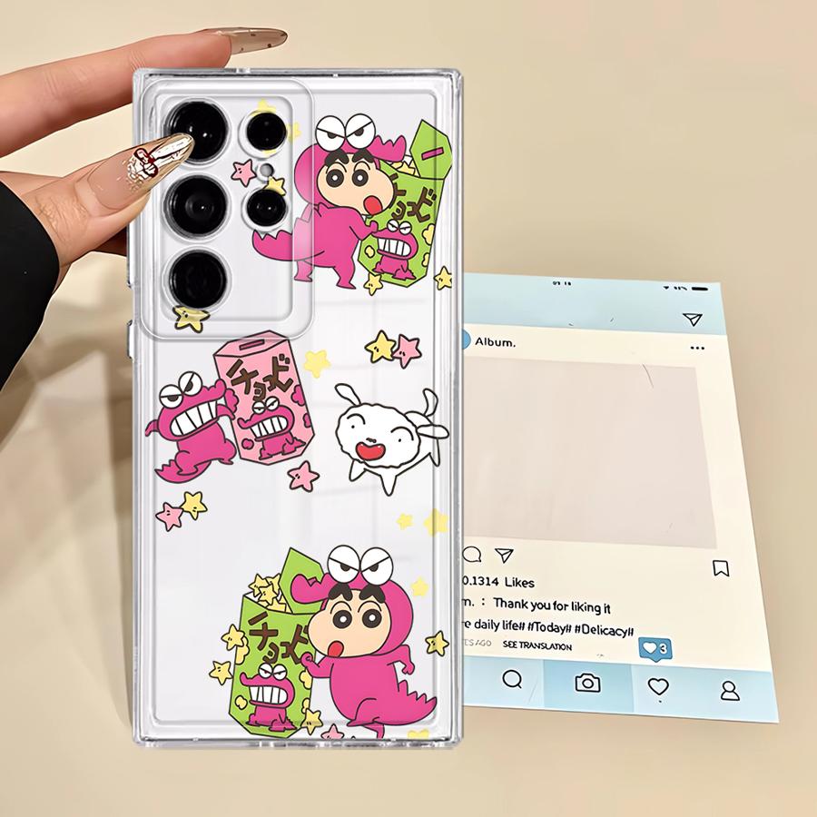 Case for Samsung Galaxy Note 20 Ultra 10 S23 Ultra S20 Plus S25 Edge S26 S22 FE S21 S24 Phone Cover Cute Crayons Shinchan