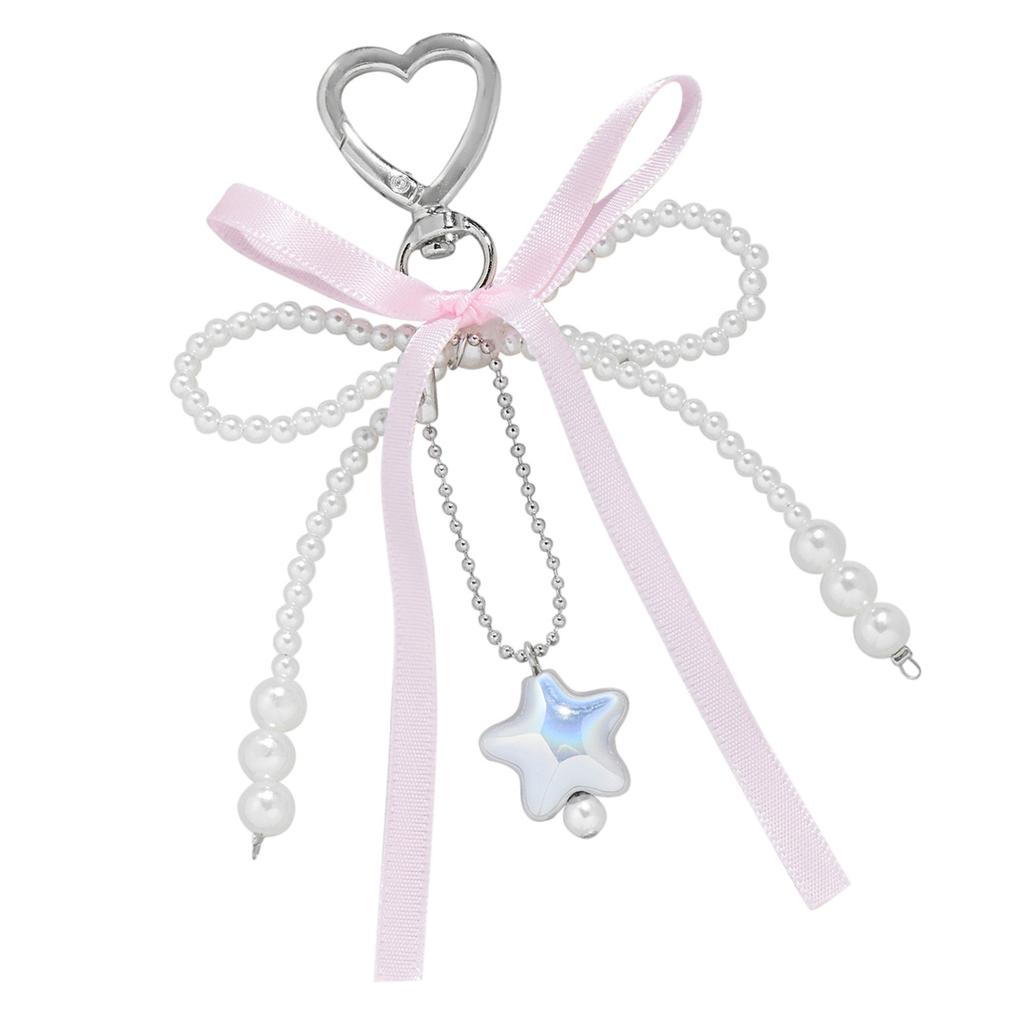 Elegant Heart Bowknot Love Charm Portable Keychain Charm Sturdy Pendant for Handbags Perfect for Daily Use Gifting