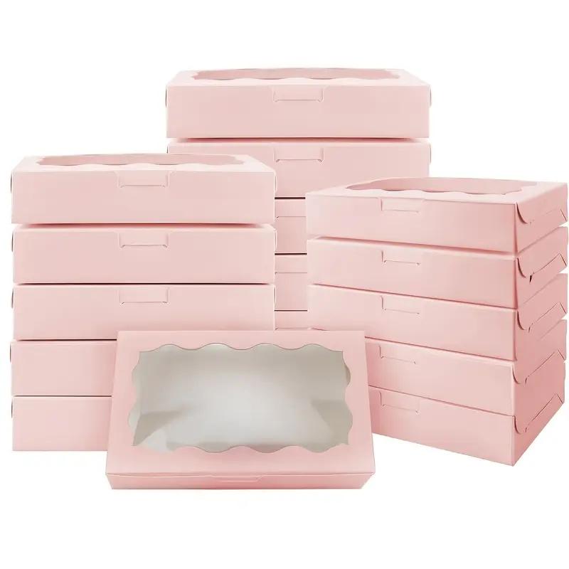 12/24pcs Clear Window Cake Box with Lid, Bakery Pastry Display for Wedding Birthday, Valentine's Mother's Day Gift Packaging