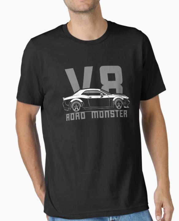Mens Clothing Hot Selling In Spring and Summer Car Enthusiast V8 Muscle Car Pattern Printed Cotton Casual Short Sleeved Tshirt