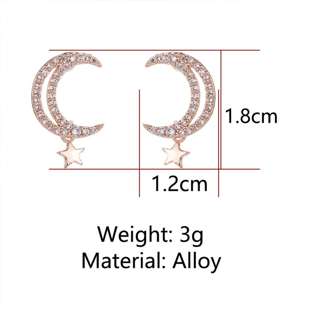 Women Fashion Star Moon All Matching Zircon Earrings