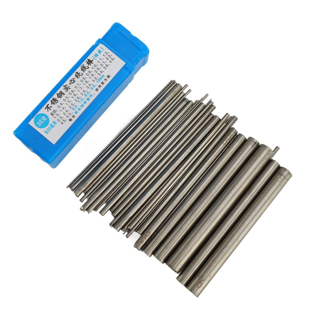 36PCS Wire Winding Rod Stainless Steel Solid Round Metal Rod for Jewelry Making with Storage Box