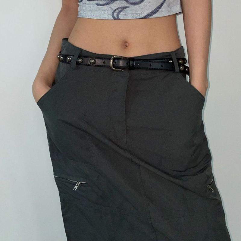 PU Leather Waist Belt with Pin Buckle Harajuku Rivet Waist Belt Woman Girls Jeans Dresses Skirt Coat Thin Waistband