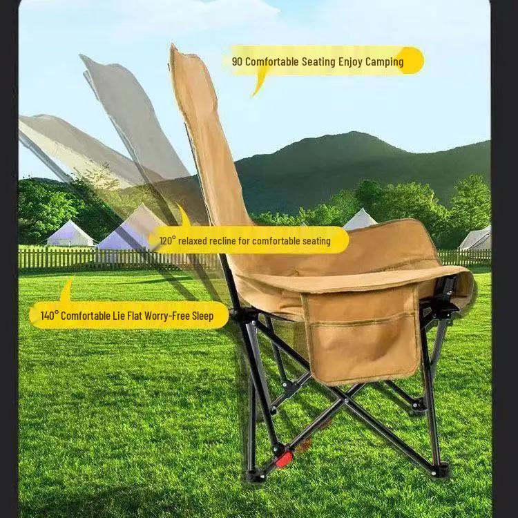 Essential Outdoor Travel: Adjustable High-Back Reclining Moon Chair, Portable Folding for Camping & Picnics