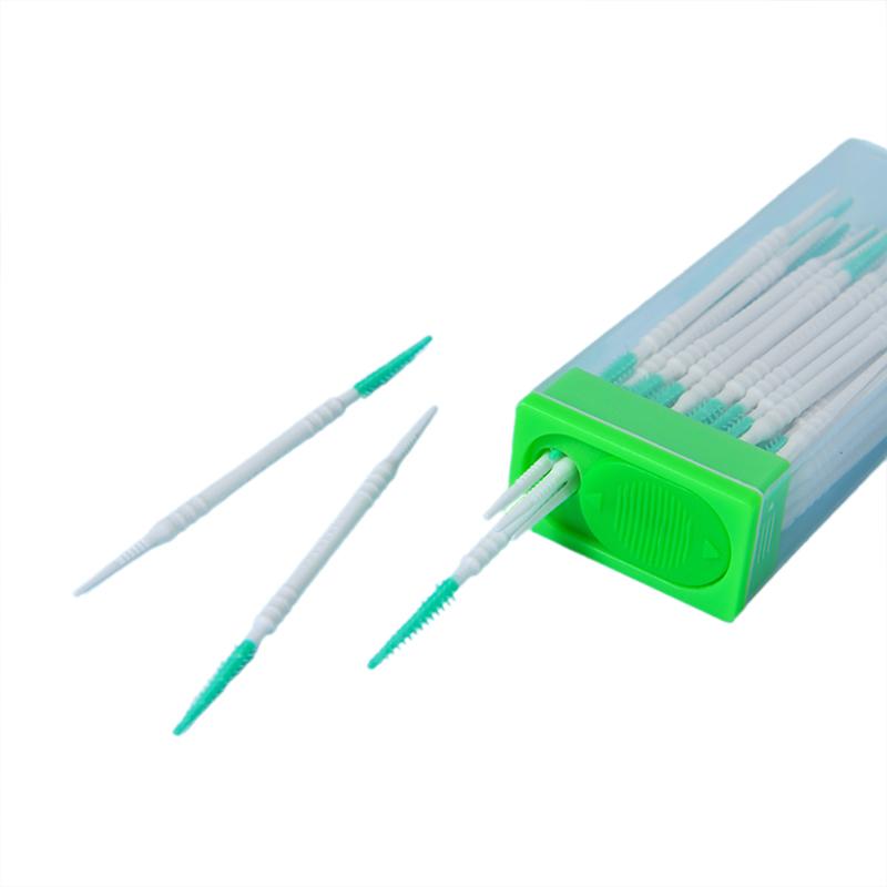 50Pcs Double-End Interdental Brush Clean Between Teeth Extended Massage Disposable Silicone Toothpicks Brush