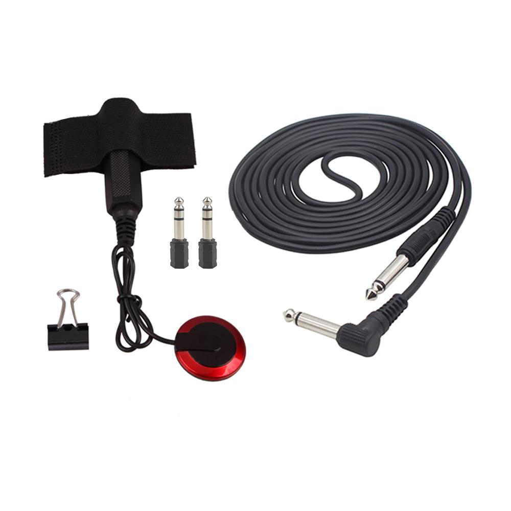 Universal String Instrument Pickup Set with Pickup + 6.35mm Audio Cable + 2pcs 6.35mm to 3.5mm Adapters + Metal Clip