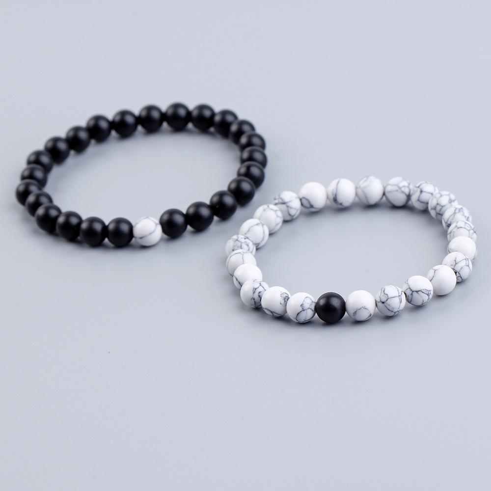 8MM Volcanic Rock and White Turquoise Couple Bracelet
