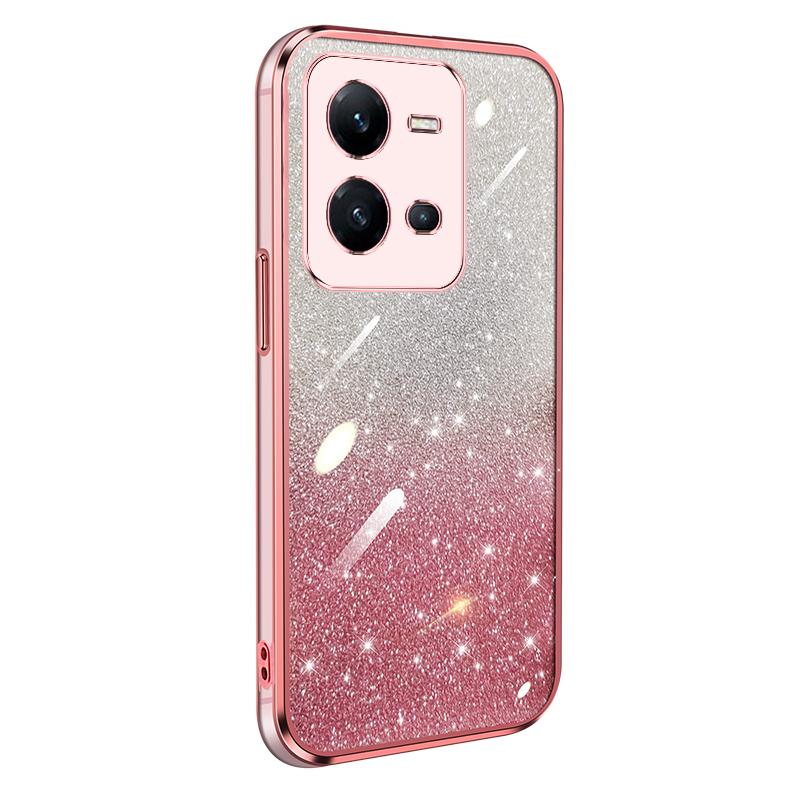 KEYSION Luksusowe etui na telefon z brokatem i powłoką galwaniczną dla VIVO V25 5G V25e Przezroczysty miękki TPU Odporny na wstrząsy tylny pokrowiec dla VIVO V25e V25 5G