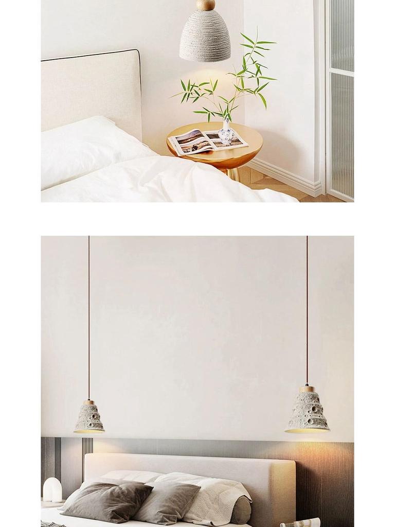 Japanese Wabi-Sabi Yellow Travertine Pendant Light, Retro Mid-Century Style for Bedroom, Homestay, or Restaurant.