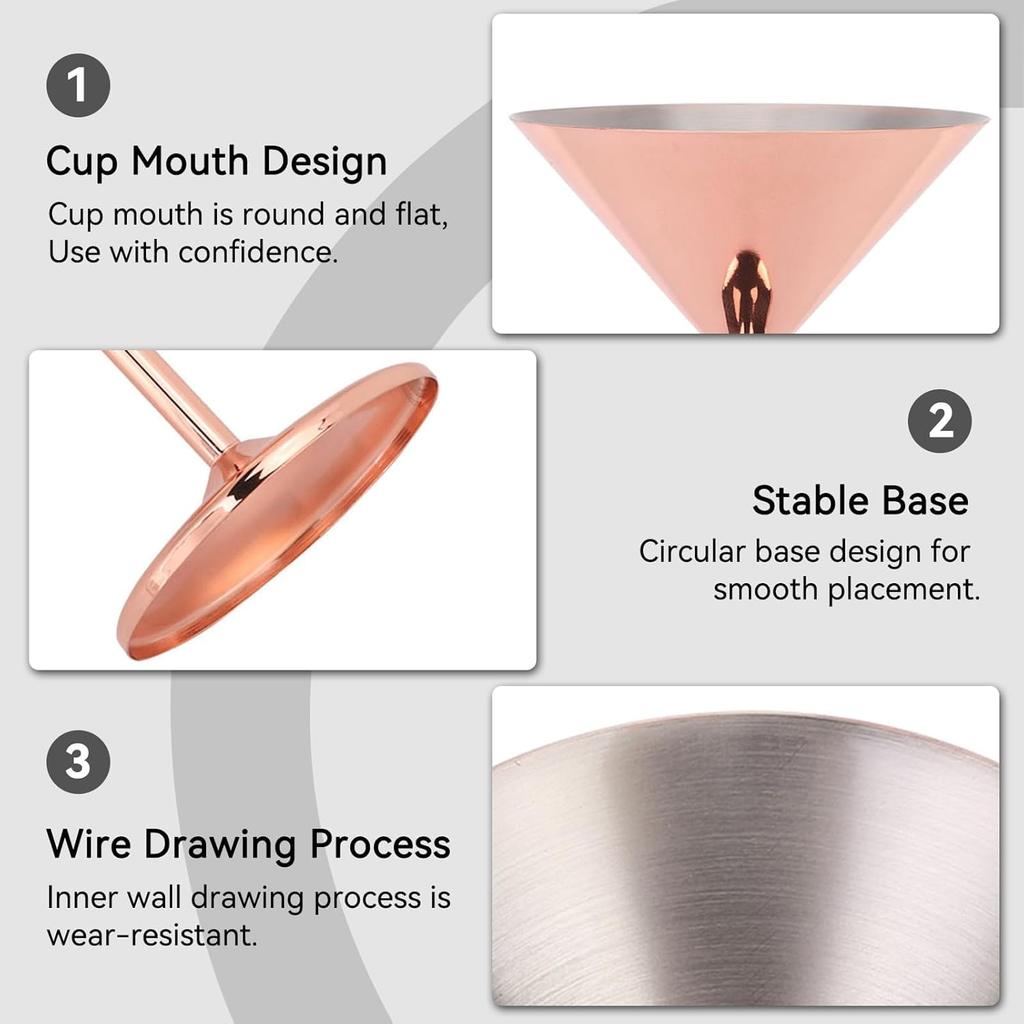 Stainless Steel Martini Glasses Set of 2, 220ml Unbreakable Metal Martini Glasses Copper Martini Glasses Stylish Cocktail Glasses Wine Goblet Martini