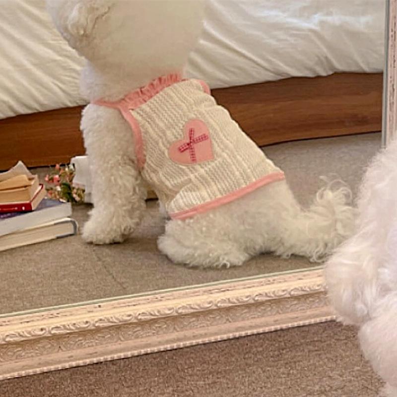 Pet Dog Clothes Cute Thin Breathable Love Teddy Pomeranian Small Dogs And Kittens Vest