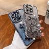 Quicksand Violent Bear Applies To Apple 17 Mobile Phone Case Electroplated Rhinestone iPhone16promax Lens Flash Drill Soft Case